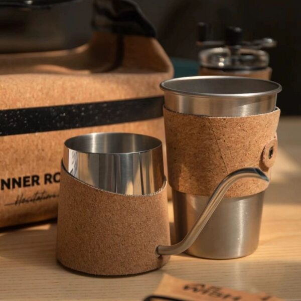 Outdoor Camping Stainless Steel Cork Sleeve Coffee Mug Gift Set