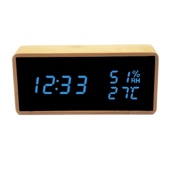 Bamboo Wood Mirror Multifunction Alarm Clock