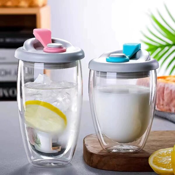 Double Insulated Clear Glass Egg-shaped Cup 15OZ