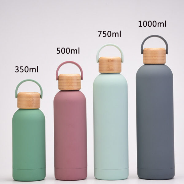 Bamboo Wood Lid Outdoor Stainless Steel Insulated Bottle 17oz