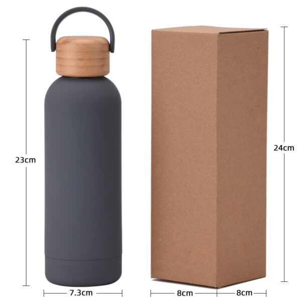 Bamboo Wood Lid Outdoor Stainless Steel Insulated Bottle 17oz