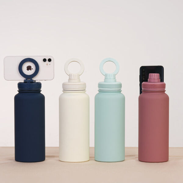 Stainless Steel Insulated Bottle with Magnetic Mobile Phone Holder 33oz