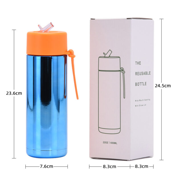 Portable Large Mouth Plated Stainless Steel Insulated Bottle 22oz