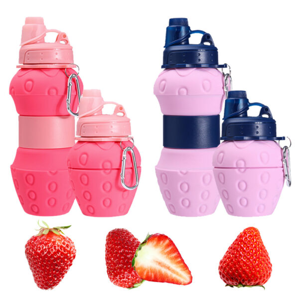 Collapsible Silicone Pineapple and Strawberry Water Bottle 24oz