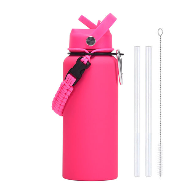 36 OZ Large Capacity Stainless Steel Bottle with Braided Cord And Straw