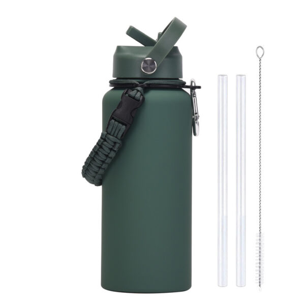 36 OZ Large Capacity Stainless Steel Bottle with Braided Cord And Straw