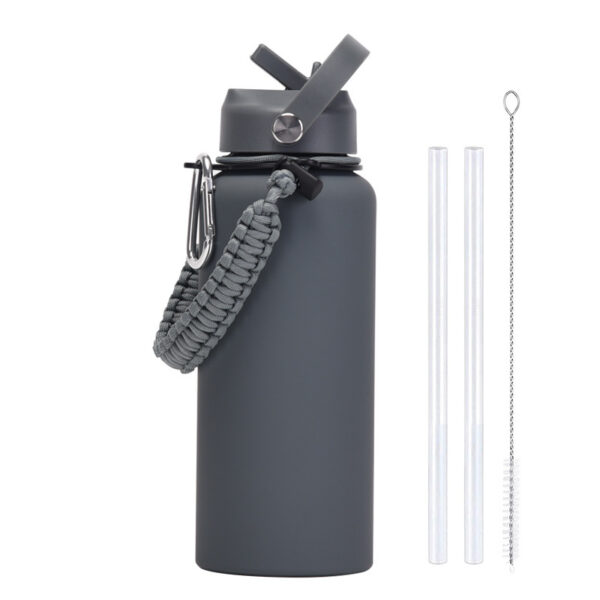 36 OZ Large Capacity Stainless Steel Bottle with Braided Cord And Straw