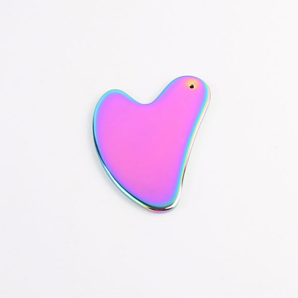 Customized Stainless Steel Colorful Heart-shaped Gua Sha Massager