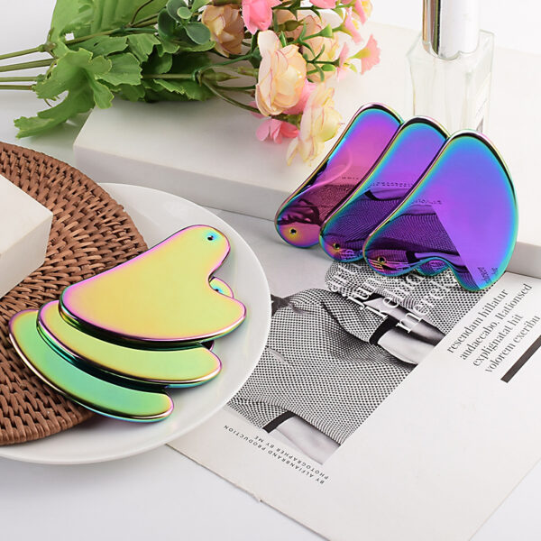 Customized Stainless Steel Colorful Heart-shaped Gua Sha Massager