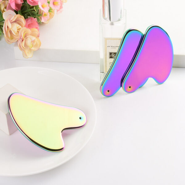 Customized Stainless Steel Colorful Heart-shaped Gua Sha Massager