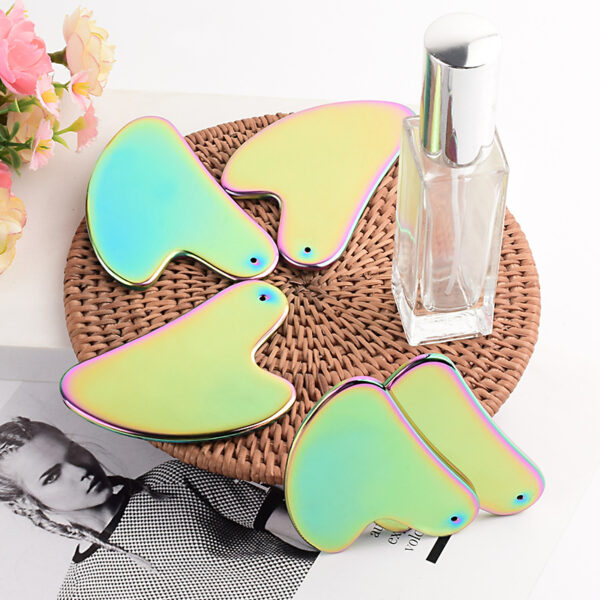 Customized Stainless Steel Colorful Heart-shaped Gua Sha Massager