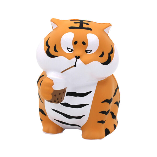 PU Foam Tiger-shaped Stress Balls with Milk Tea