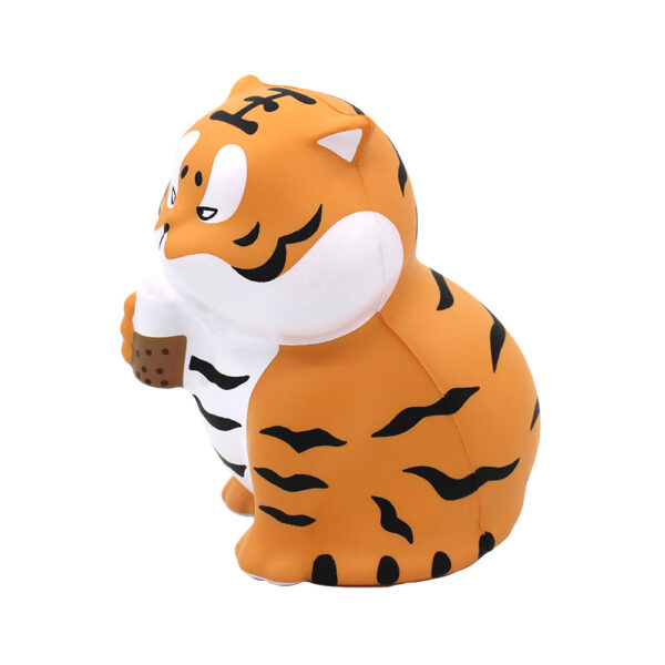 PU Foam Tiger-shaped Stress Balls with Milk Tea