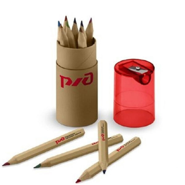 Colored MINI Pencil Set in Tube with Sharpener-Full color