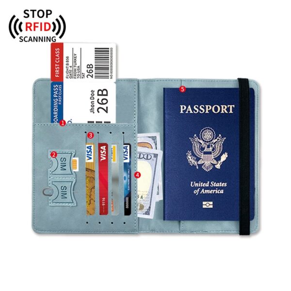 Travel RFID Leather Passport Travel Wallet