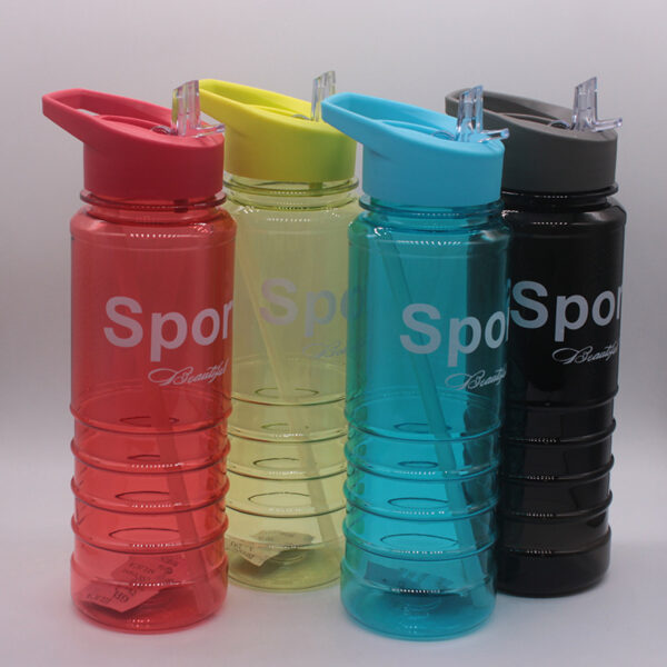 Plastic Straw Promotional Water Bottle with Straw