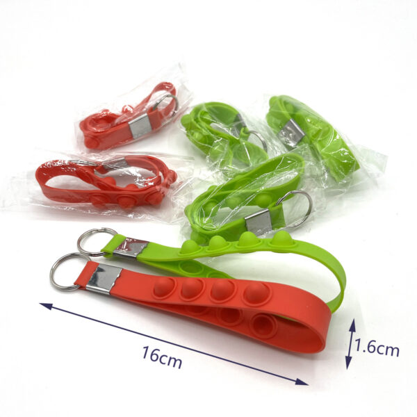 Multi-colored Silicone Pop Fidget Wristband With Keychain