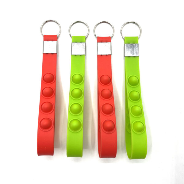 Multi-colored Silicone Pop Fidget Wristband With Keychain