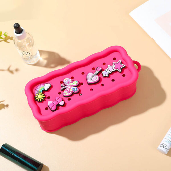 Sponge Shaped Silicone Hole Pencil Case With Custom Charms