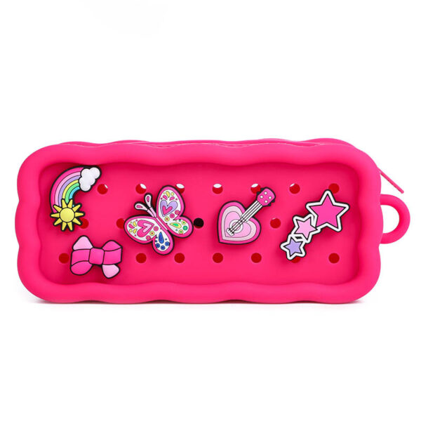 Sponge Shaped Silicone Hole Pencil Case With Custom Charms