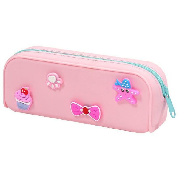 Colorful Silicone Hole Pencil Case With Custom Charms