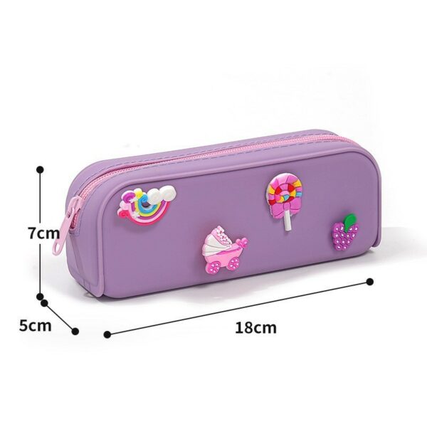 Colorful Silicone Hole Pencil Case With Custom Charms