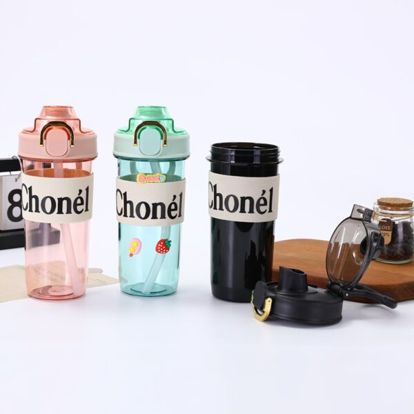 Portable Summer Plastic Simple Outdoor Sports Cup Anti-drop Shaking Bottle with Straw