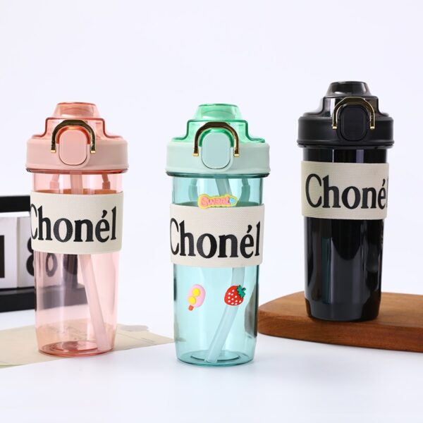 Portable Summer Plastic Simple Outdoor Sports Cup Anti-drop Shaking Bottle with Straw