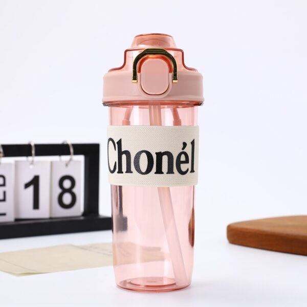 Portable Summer Plastic Simple Outdoor Sports Cup Anti-drop Shaking Bottle with Straw