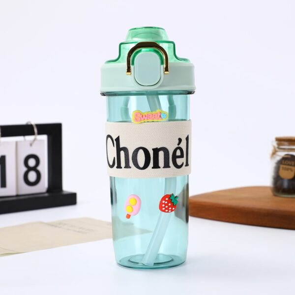 Portable Summer Plastic Simple Outdoor Sports Cup Anti-drop Shaking Bottle with Straw