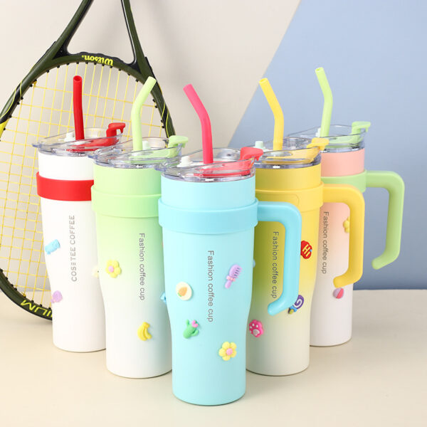 Gradient Color 40oz Bottle with Handle Large Capacity Strawing Cup