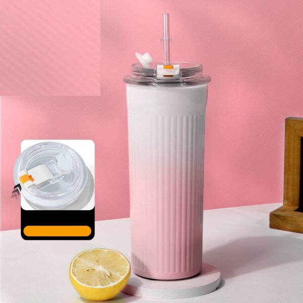 Portable Insulation Cup Large Capacity Stainless Steel water Bottle with Straw