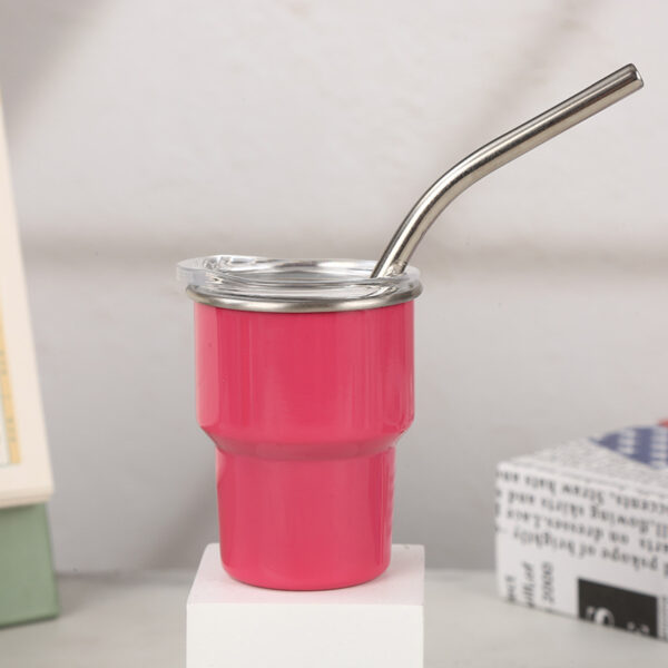 Stainless Steel Insulated Mug Single Layer Mini 2oz Capacity Cup with Straw