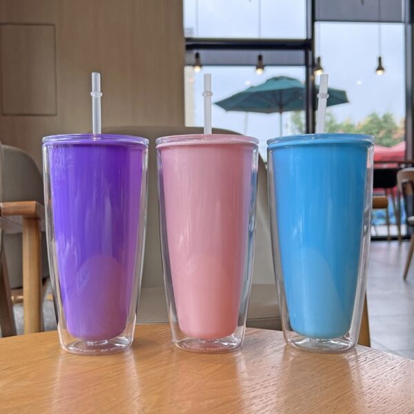 Hot Sale Plastic Water Bottle Wholesale Double-layer Straw Cup