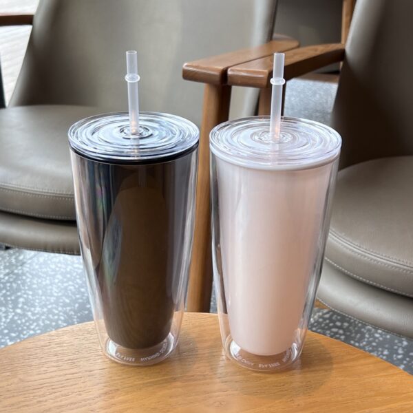 Hot Sale Plastic Water Bottle Wholesale Double-layer Straw Cup