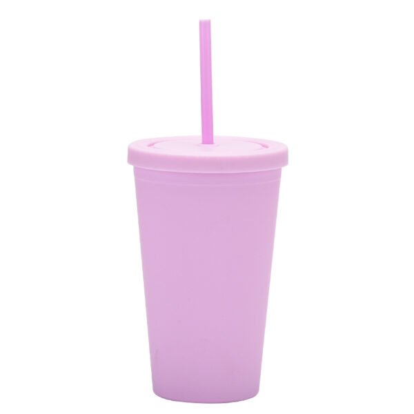 New Candy-color Double Plastic Straw 16OZ Drinking Cup