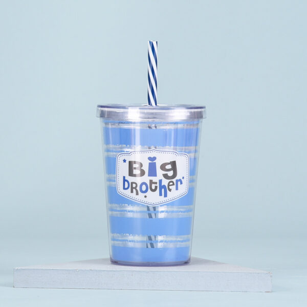 Double-layer Plastic Straw Cup Heat-insulated Cute Handful Strawing Bottle