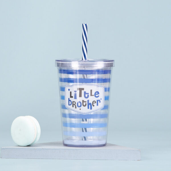 Double-layer Plastic Straw Cup Heat-insulated Cute Handful Strawing Bottle