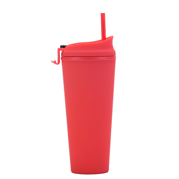 Double-layer Plastic Straw Cup Multi-color Outdoor Water Mug