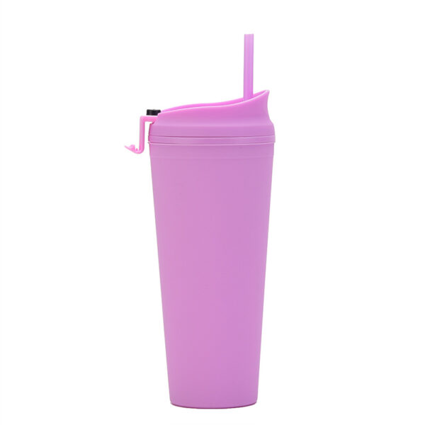 Double-layer Plastic Straw Cup Multi-color Outdoor Water Mug