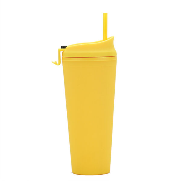 Double-layer Plastic Straw Cup Multi-color Outdoor Water Mug