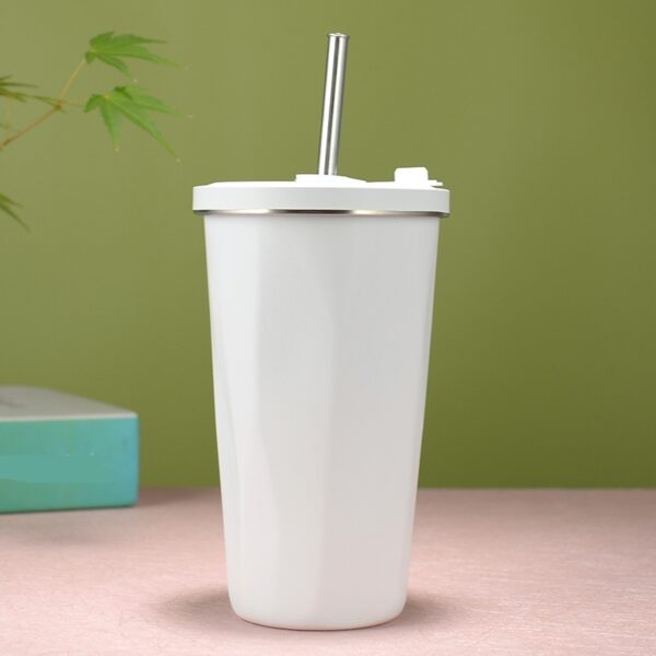 New 304 Straw Cup Vacuum Stainless Steel Insulation Coffee MugLarge Capacity Straw Water Bottle