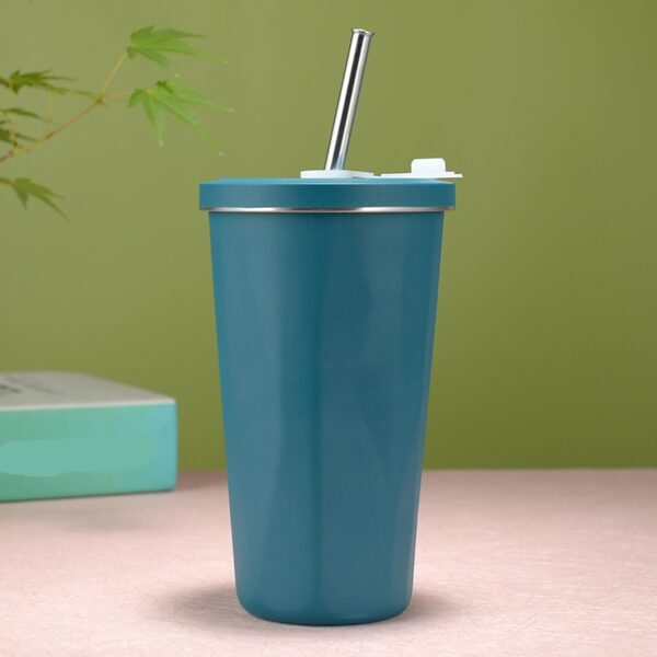 New 304 Straw Cup Vacuum Stainless Steel Insulation Coffee MugLarge Capacity Straw Water Bottle