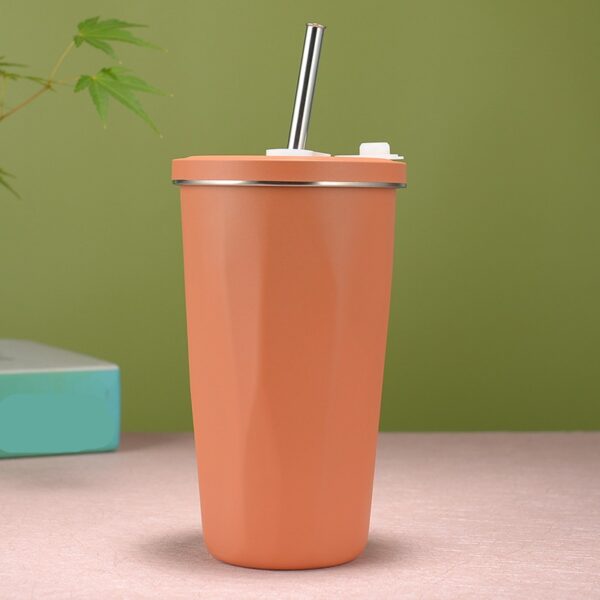 New 304 Straw Cup Vacuum Stainless Steel Insulation Coffee MugLarge Capacity Straw Water Bottle