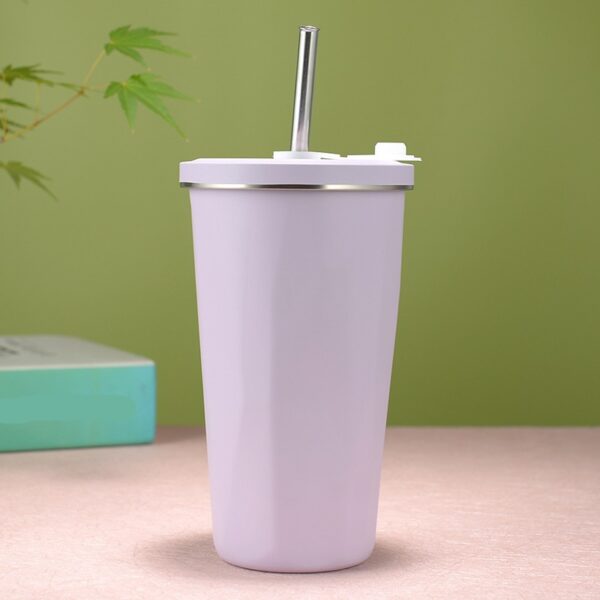 New 304 Straw Cup Vacuum Stainless Steel Insulation Coffee MugLarge Capacity Straw Water Bottle