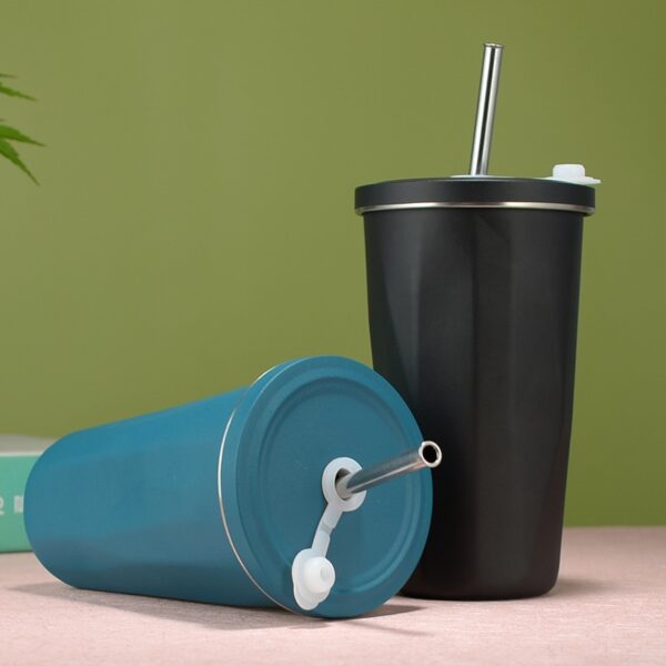 New 304 Straw Cup Vacuum Stainless Steel Insulation Coffee MugLarge Capacity Straw Water Bottle