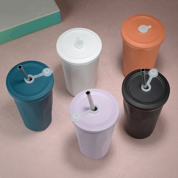 New 304 Straw Cup Vacuum Stainless Steel Insulation Coffee MugLarge Capacity Straw Water Bottle