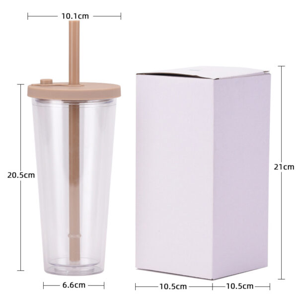 Double Plastic Large Hole Straw Bottle 24oz