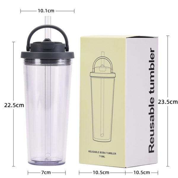 Portable Carry Handle One Lid Double Decker Water Bottle 24oz