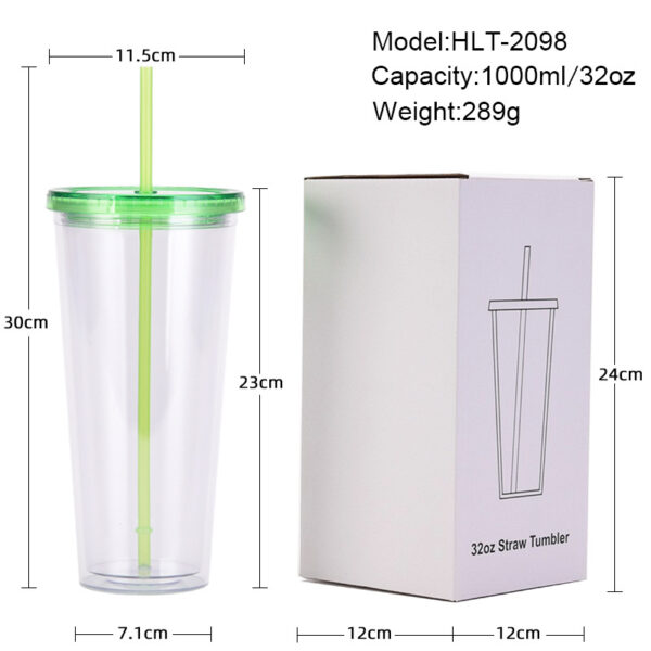 Double AS Plastic Straw Bottle 32oz